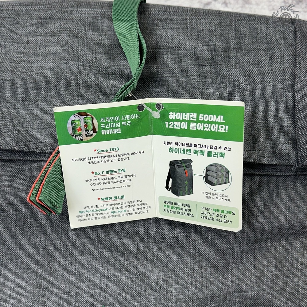 NWT Heineken Soft Side Cooler Backpack Gray Insulated Fold-Top Korean‎ Promo - Picture 6 of 12